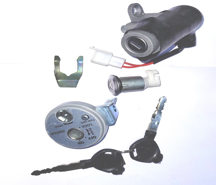 Ignition Lock Kit For (Set of 2) Consisting of Ignition Cum Steering Lock (With Magnetic Shutter) & Seat Lock For Mihos Scooter / Joy Bike / EV Scooter Casper